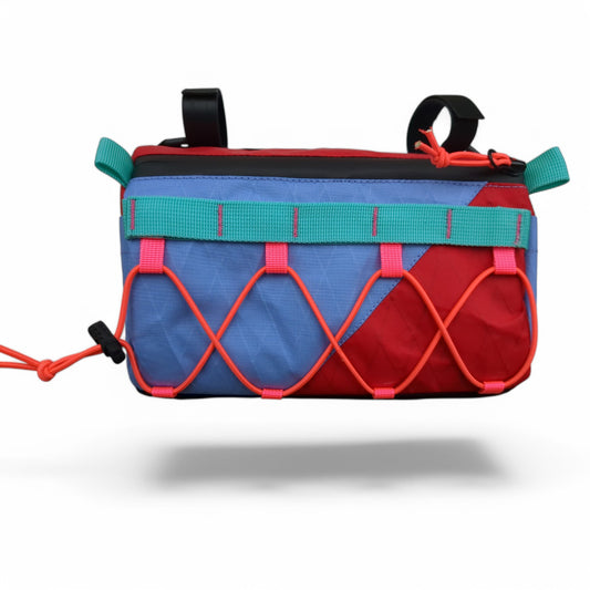 Torba na kierownicę STICAL - front fioletowo czerwony, X-Pac, widok z przodu